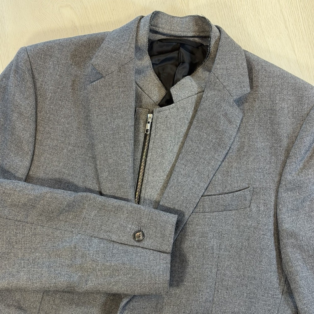 Zio songzio mens blazer jacket 52 Gray Detachable Zipper